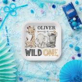 スイートサファリアニマルズワイルドワン誕生日 ペーパープレート (パーティー)