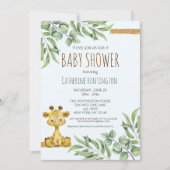 スイートサファリジャングルキリン赤ちゃんシャワー 招待状 (正面)