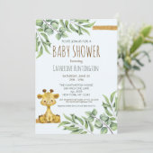 スイートサファリジャングルキリン赤ちゃんシャワー 招待状 (スタンド正面)