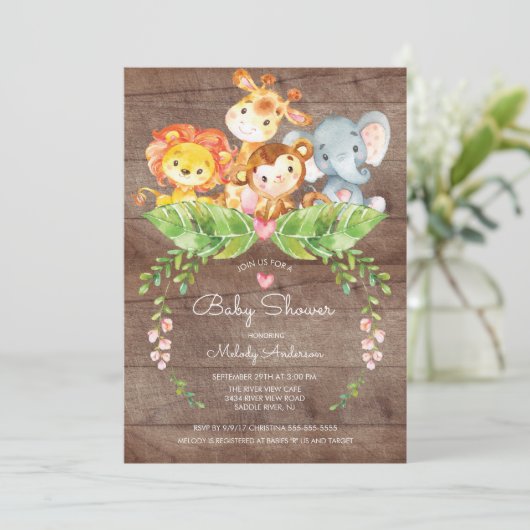 スイートサファリジャングルベビーシャワー招待状 招待状 (スタンド正面)