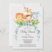 スイートサファリジャングルボーイズベビーシャワー招待状 招待状 (正面)
