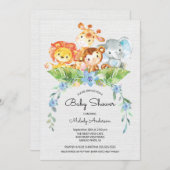 スイートサファリジャングルボーイズベビーシャワー招待状 招待状 (正面/裏面)