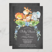 スイートサファリジャングルボーイズベビーシャワー招待状 招待状 (正面/裏面)