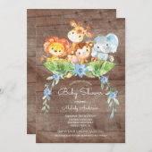 スイートサファリジャングルボーイズベビーシャワー招待状 招待状 (正面/裏面)