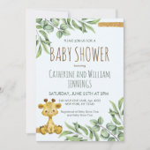 スイートサファリジャングルユーカリプトゥスギラフェベビーシャワー 招待状 (正面)