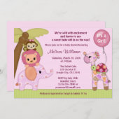 スイートサファリベイビーシャワー招待ジャングルガールSS 招待状 (正面/裏面)