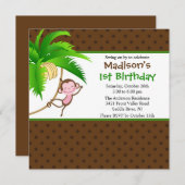 スイートサファリモンキー誕生日招待状 招待状 (正面/裏面)