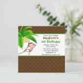 スイートサファリモンキー誕生日招待状 招待状 (スタンド正面)