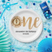 スイートサファリライオンキッズ1st誕生日 ペーパープレート (パーティー)