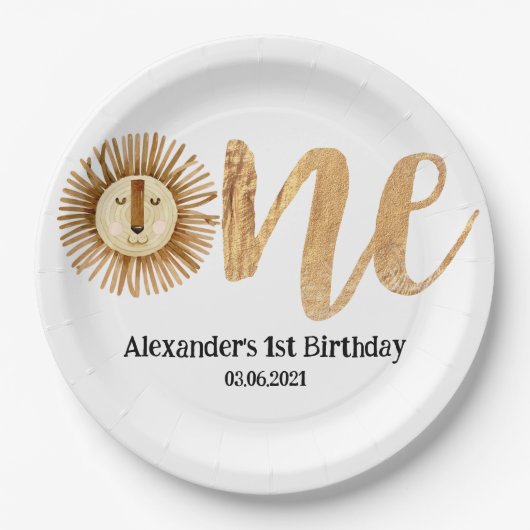 スイートサファリライオンキッズ1st誕生日 ペーパープレート (正面)