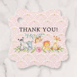 スイートサファリ動物ベビーシャワーお気に入りギフトラベル フェイバータグ