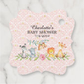 スイートサファリ動物ベビーシャワーお気に入りギフトラベル フェイバータグ (裏面)