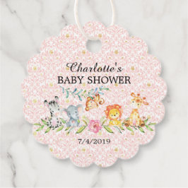 スイートサファリ動物ベビーシャワーお気に入りギフトラベル フェイバータグ