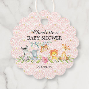 スイートサファリ動物ベビーシャワーお気に入りギフトラベル フェイバータグ