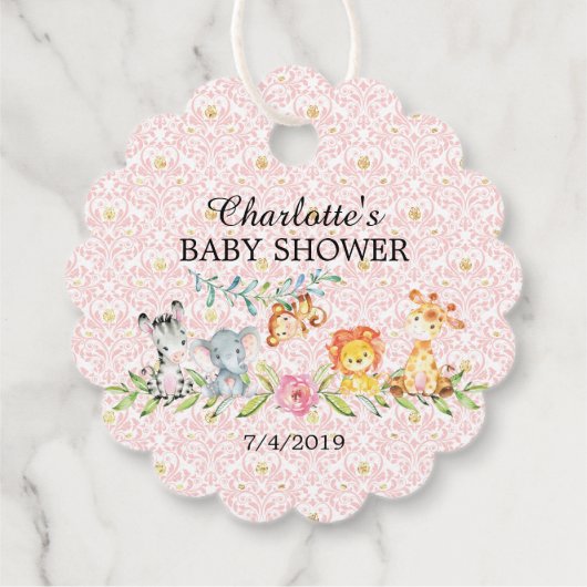 スイートサファリ動物ベビーシャワーお気に入りギフトラベル フェイバータグ (裏面)