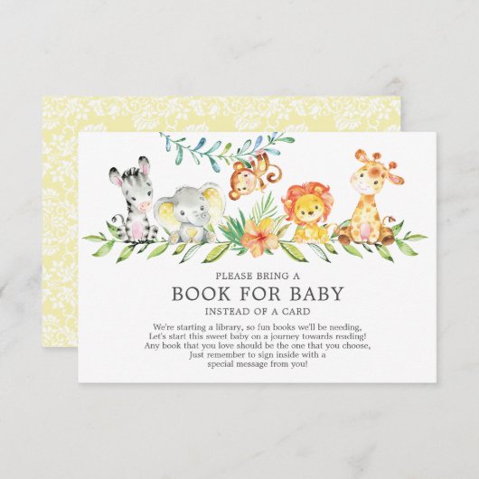 スイートサファリ動物ベビーシャワーベビー エンクロージャーカード (正面/裏面)