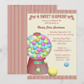 スイートサプライズグムボールマシン誕生日 招待状 (正面/裏面)