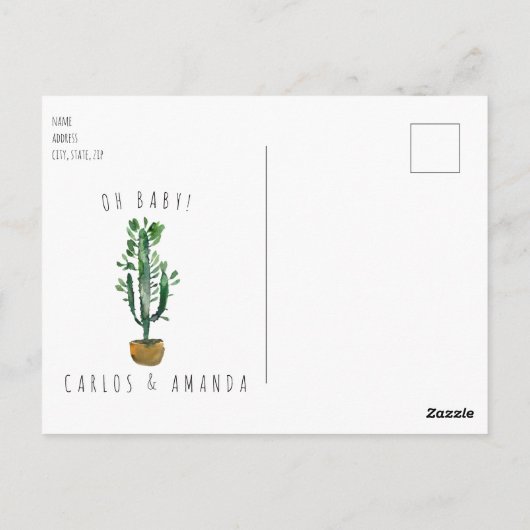 スイートサボテンベビー誕生写真のお知らせ ポストカード (裏面)