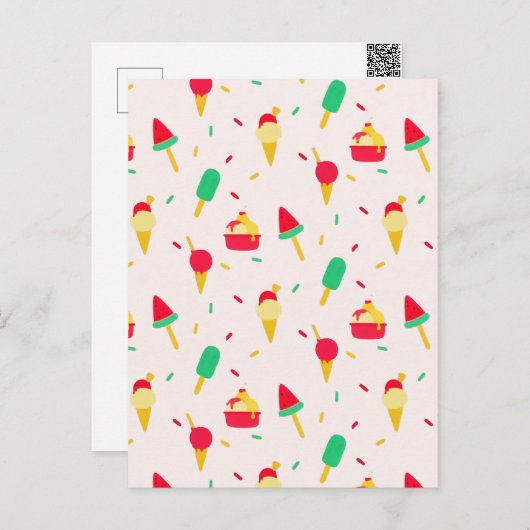 スイートサマーおもしろいレインボーアイスクリームスプリンクル シーズンポストカード (正面/裏面)