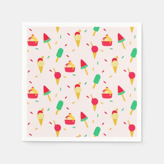 スイートサマーおもしろいレインボーアイスクリームスプリンクル スタンダードカクテルナプキン (正面)
