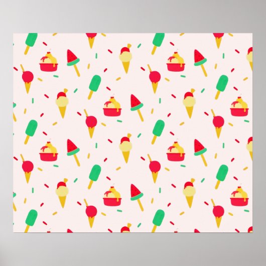 スイートサマーおもしろいレインボーアイスクリームスプリンクル ポスター (正面)