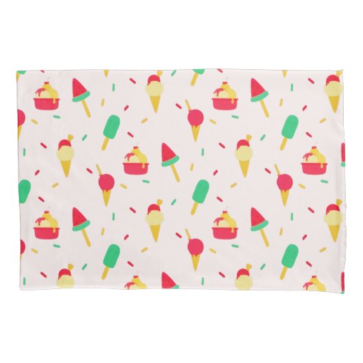 スイートサマーおもしろいレインボーアイスクリームスプリンクル 枕カバー (正面)
