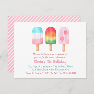 スイートサマーガールズ誕生日アイスクリームパーティー 招待状