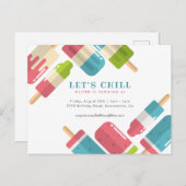 スイートサマーポップシクルキッズバースデーパーティー インビテーションポストカード (正面/裏面)