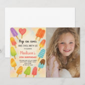 スイートサマーポプシクル誕生日招待状 招待状 (正面/裏面)