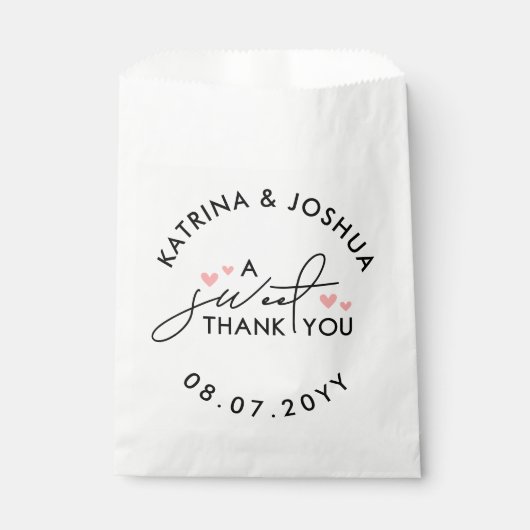 スイートサンキューピンクハート結婚式の引き出物 フェイバーバッグ (正面)