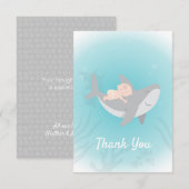 スイートシャークベビーシャワーフラットサンキューカード サンキューカード (正面/裏面)
