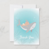 スイートシャークベビーシャワーフラットサンキューカード サンキューカード (正面)