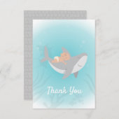スイートシャークベビーシャワーフラットサンキューカード サンキューカード (正面/裏面)