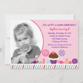 スイートショップキャンディガールズフォト誕生日招待状 招待状 (正面)