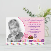 スイートショップキャンディガールズフォト誕生日招待状 招待状 (スタンド正面)