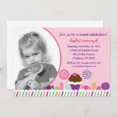 スイートショップキャンディガールズフォト誕生日招待状 招待状 (正面/裏面)