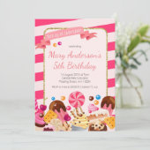 スイートショップキャンディランドの誕生日パーティーの招待 招待状 (スタンド正面)