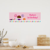 スイートショップキャンディ誕生日バナーサイン ポスター (キッチン)