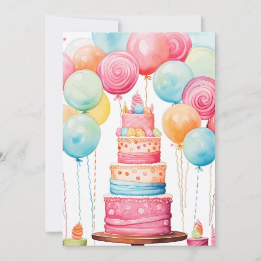 スイートショップバースデーパーティーの招待 招待状 (裏面)