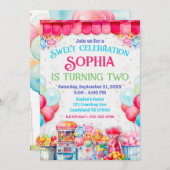 スイートショップバースデーパーティーの招待 招待状 (正面/裏面)