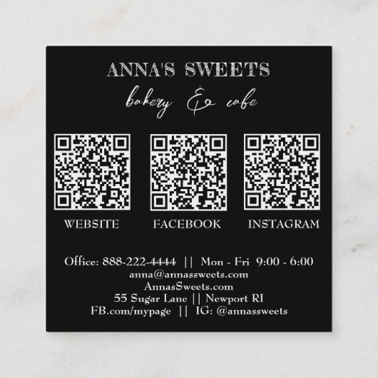 *~*スイートショップベーカリー3 QRカップケーキ スクエア名刺 (裏面)