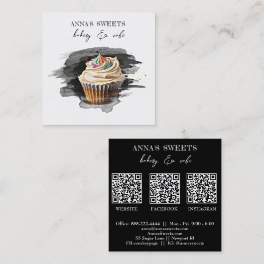 *~*スイートショップベーカリー3 QRカップケーキ スクエア名刺