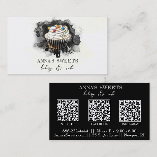 *~*スイートショップベーカリー3 QRソーシャルメディア 名刺 (正面/裏面)