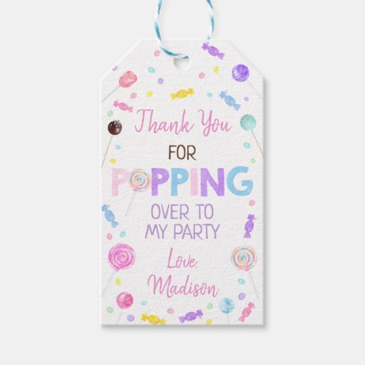 スイートショップ棒つきキャンデーキャンディ誕生日サンキュー ギフトタグ (正面)