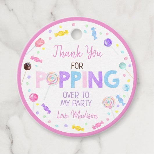 スイートショップ棒つきキャンデーキャンディ誕生日サンキュー フェイバータグ (正面)