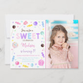 スイートショップ棒つきキャンデーキャンディ誕生日 招待状 (正面)