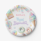 スイートショップ棒つきキャンデーパステル誕生日キャンディランド ペーパープレート (正面)