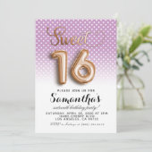 スイートシースティンス誕生日金ゴールド大理石招待状 招待状 (スタンド正面)