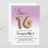 スイートシースティンス誕生日金ゴールド大理石招待状 招待状 (正面/裏面)