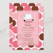 スイートシープベイビーシャワー招待状ピンクガール 招待状 (正面/裏面)
